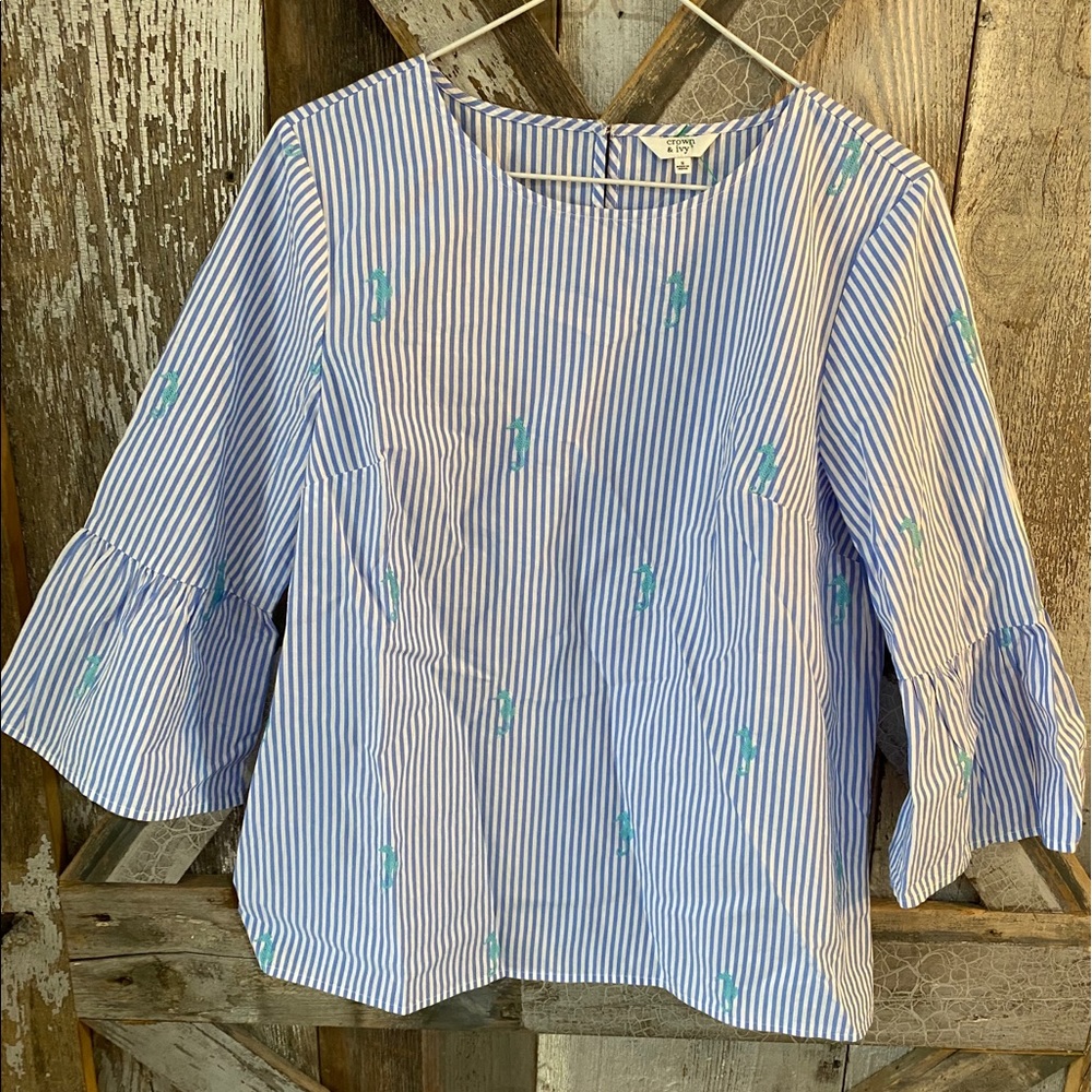 Crown & Ivy seahorse print blouse